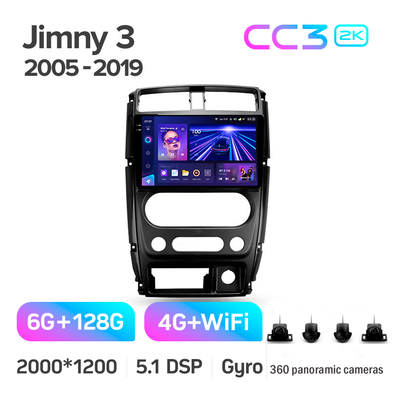 Android head unit Teyes CC3 6+128 Gb with 360° surround view° Suzuki Jimny 3 2005-2019 9" 2k