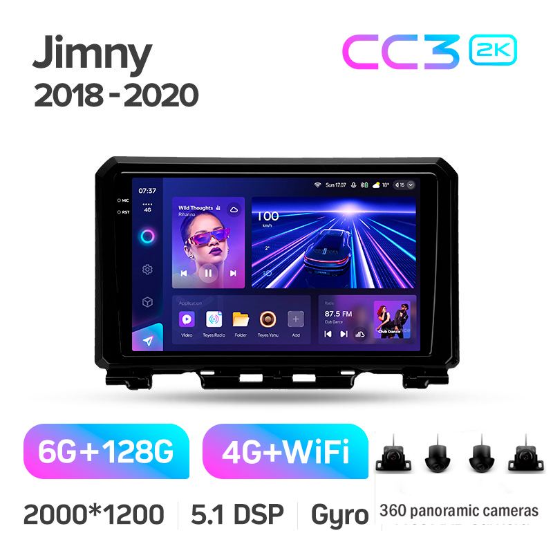 Android head unit Teyes CC3 6+128 Gb with 360° surround view° Suzuki Jimny JB64 2018-2020 9" 2k