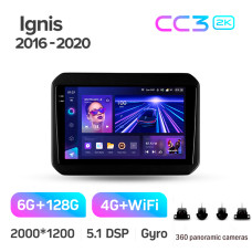 Android head unit Teyes CC3 6+128 Gb with 360° surround view° Suzuki Ignis 2016-2020 9" 2k