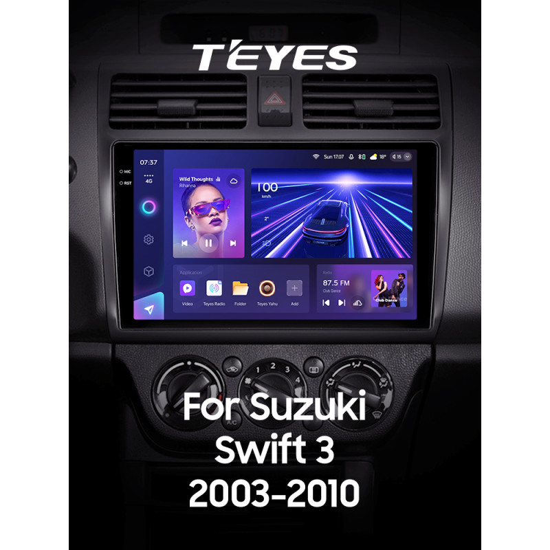 Android head unit Teyes CC3 6+128 Gb with 360° surround view° Suzuki Swift 3 2003-2010 10" 2k