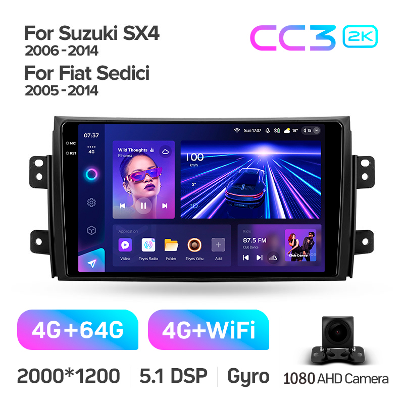 Android head unit Teyes CC3 4+64 Gb Suzuki SX4 1 2006-2014 9" 2k