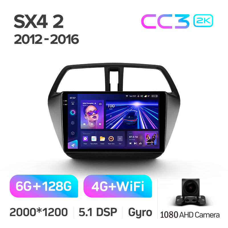 Android head unit Teyes CC3 6+128 Gb Suzuki SX4 2 S-Cross 2012-2016 9" 2k