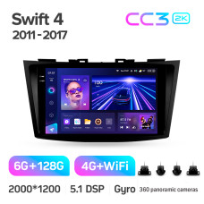 Android head unit Teyes CC3 6+128 Gb with 360° surround view° Suzuki Swift 4 2011-2017 9" 2k