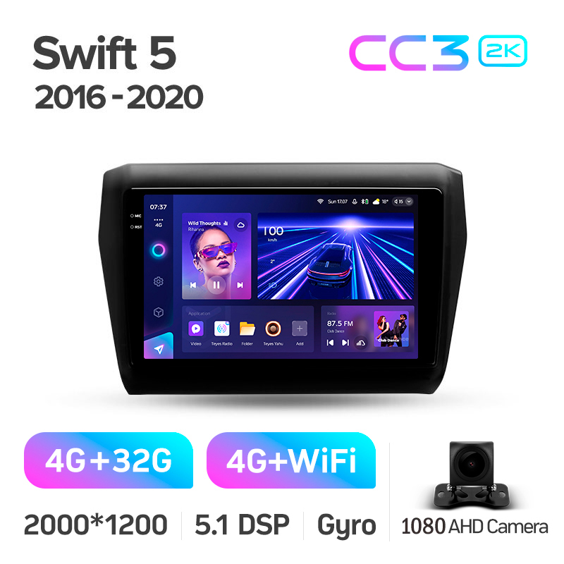 Android head unit Teyes CC3 4+32 Gb Suzuki Swift 5 2016-2020 9" 2k