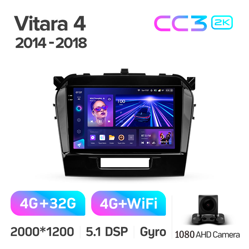 Android head unit Teyes CC3 4+32 Gb Suzuki Vitara 4 2014-2018 9" 2k