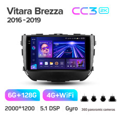 Android head unit Teyes CC3 6+128 Gb with 360° surround view° Suzuki Vitara Brezza 2016-2019 9" 2k