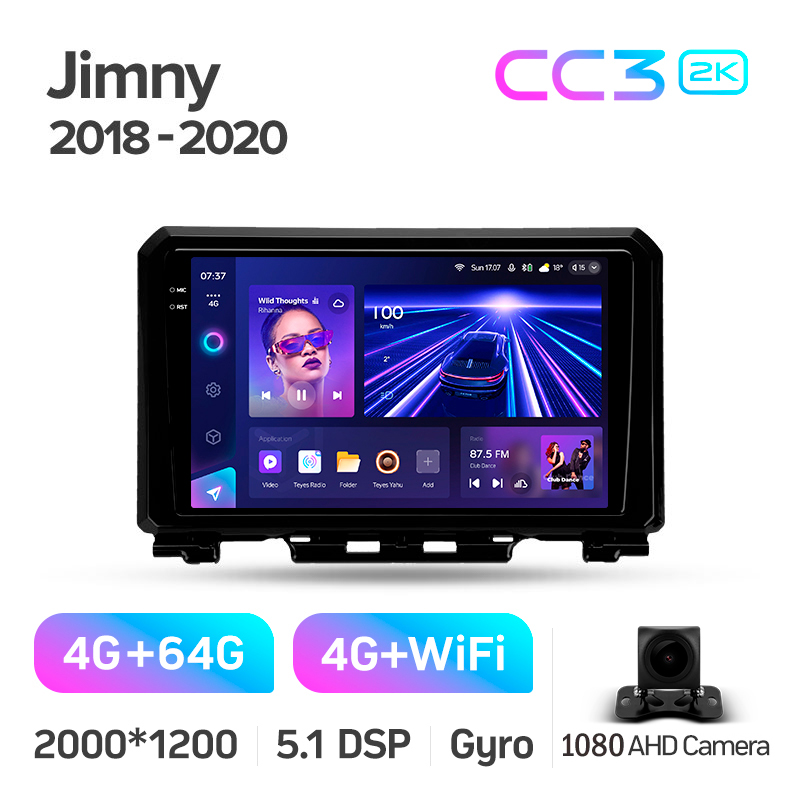 Android head unit Teyes CC3 4+64 Gb Suzuki Jimny JB64 2018-2020 9" 2k