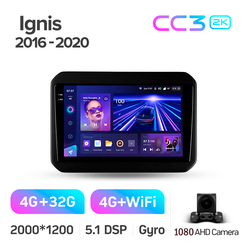 Android head unit Teyes CC3 4+32 Gb Suzuki Ignis 2016-2020 9" 2k