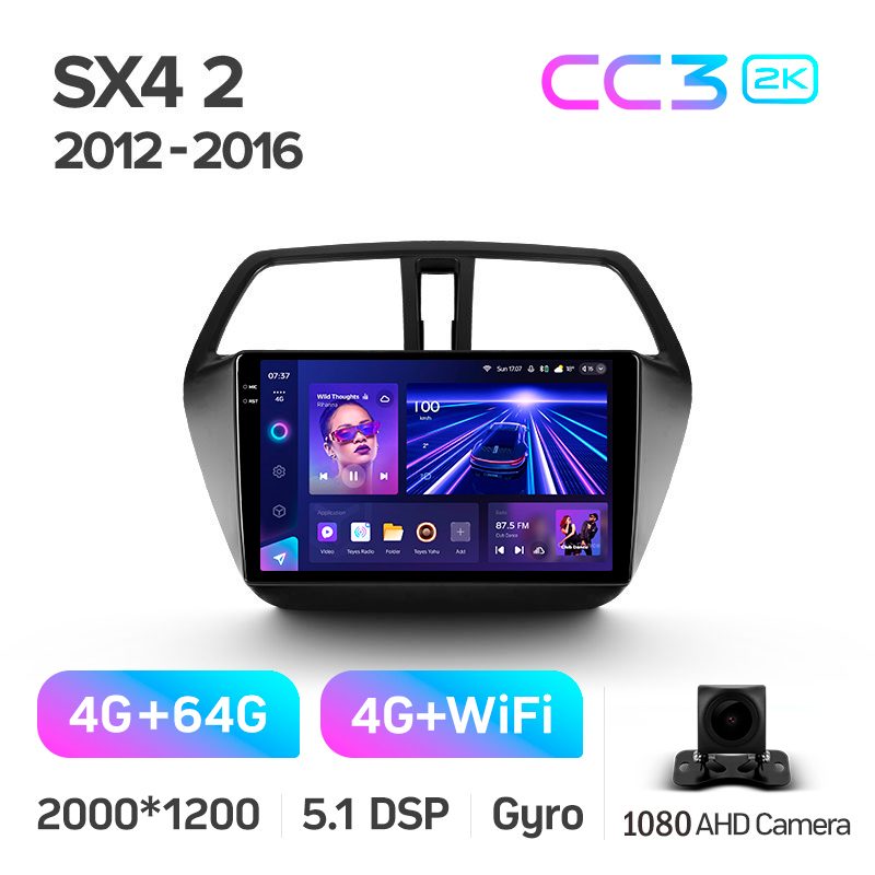 Android head unit Teyes CC3 4+64 Gb Suzuki SX4 2 S-Cross 2012-2016 9" 2k