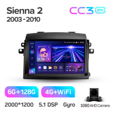 Android head unit Teyes CC3 6+128 Gb Toyota Sienna 2 II XL20 2003-2010 9" 2k
