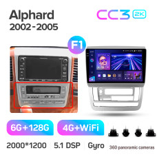 Android head unit Teyes CC3 6+128 Gb with 360° surround view° Toyota Alphard 1 H10 2002-2005 (F1) 9" 2k