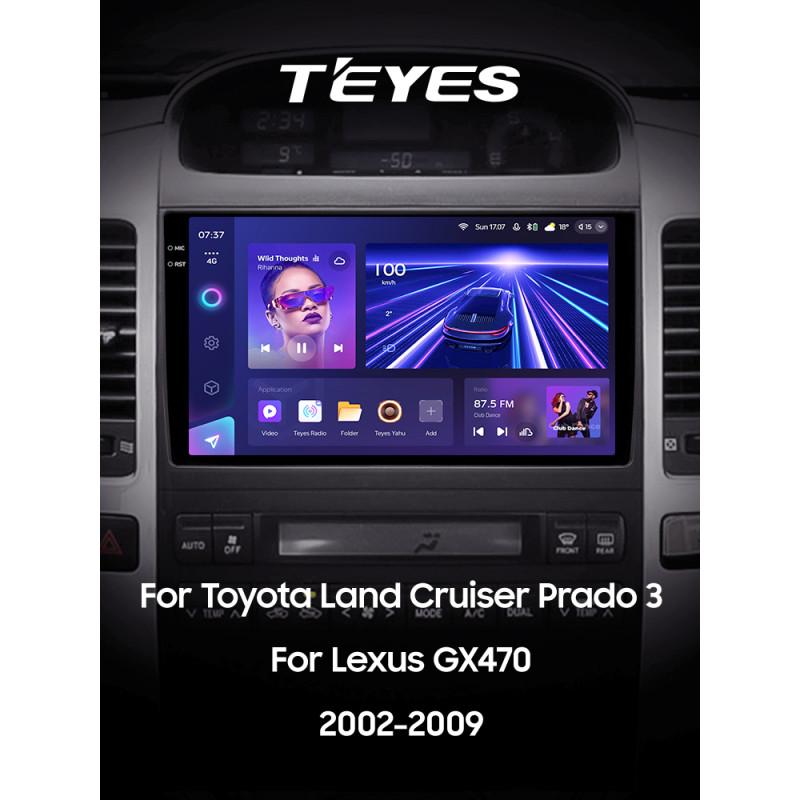 Android head unit Teyes CC3 4+64 Gb Toyota Land Cruiser Prado 120 3 III For Lexus GX470 GX 470 J120 2002-2009 (F1) (B) 9" 2k