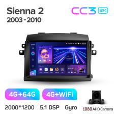 Android head unit Teyes CC3 4+64 Gb Toyota Sienna 2 II XL20 2003-2010 9" 2k