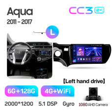 Android head unit Teyes CC3 6+128 Gb Toyota Aqua (Left hand drive) 2011-2017 9" 2k