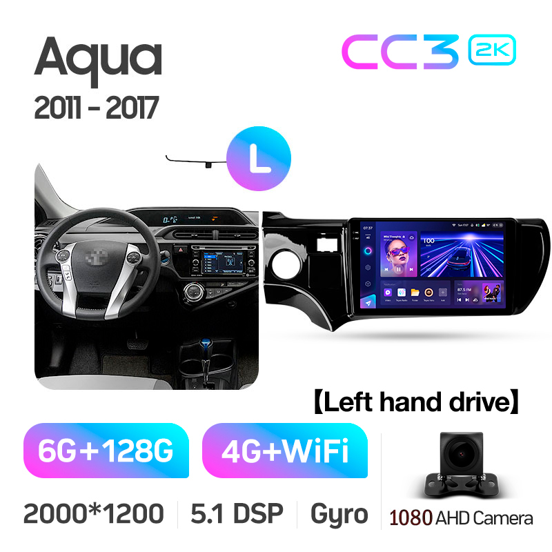 Android head unit Teyes CC3 6+128 Gb Toyota Aqua (Left hand drive) 2011-2017 9" 2k