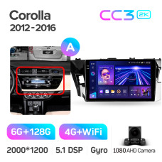 Android head unit Teyes CC3 6+128 Gb Toyota Corolla 11 2012-2016 (A) 10" 2k
