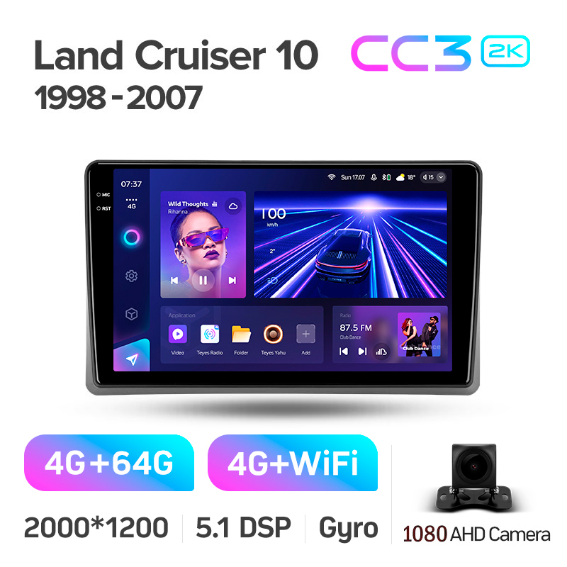 Android head unit Teyes CC3 4+64 Gb Toyota Land Cruiser 10 J100 100 1998-2007 9" 2k