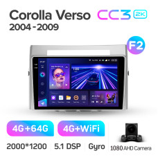 Android head unit Teyes CC3 4+64 Gb Toyota Corolla Verso AR10 2004 - 2009 (F2) 9" 2k