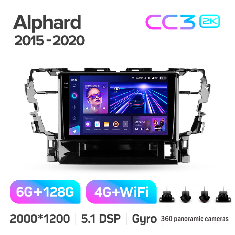 Android head unit Teyes CC3 6+128 Gb with 360° surround view° Toyota Alphard H30 2015-2020 10" 2k