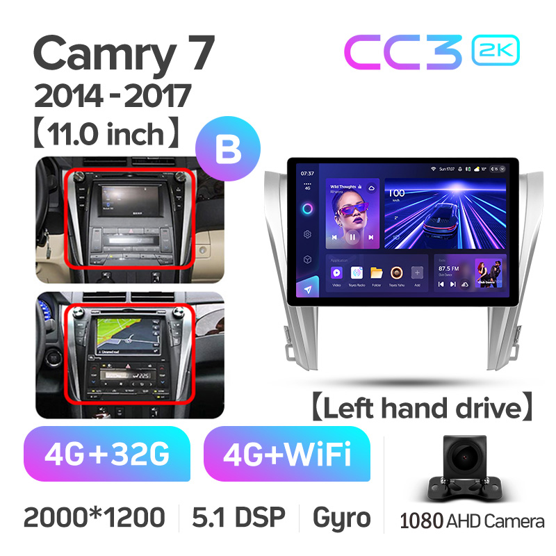 Android head unit Teyes CC3 4+32 Gb Toyota Camry 7 XV 50 55 2014-2017 (B) 11" 2k