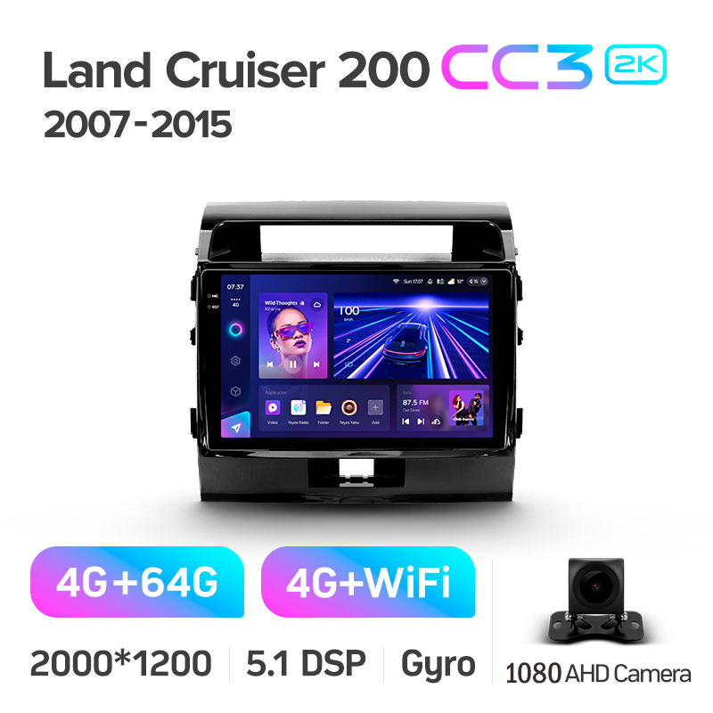 Štátní magnetofon Teyes CC3 4+64 GB pro Toyota Land Cruiser 110 (F1) 2007–2015, 10
