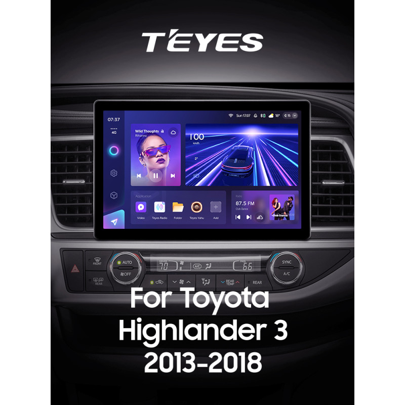 Štátní magnetofon Teyes CC3 4+32 GB pro Toyota Highlander 3 (XU50, 2013–2018), 13