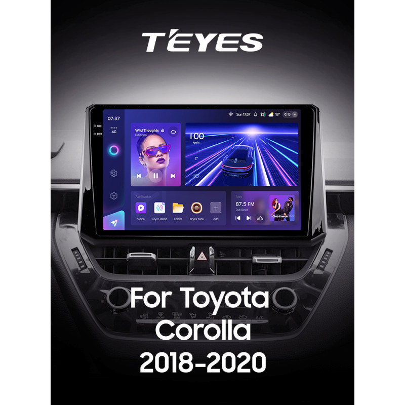 Android head unit Teyes CC3 4+64 Gb Toyota Corolla 12 (1 Din) 2018-2020 (B) 10" 1din 2k