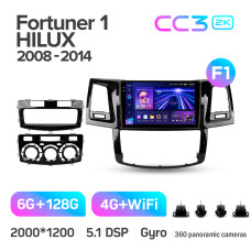 Android head unit Teyes CC3 6+128 Gb with 360° surround view° Toyota Fortuner 1 AN50 AN60 HILUX Revo Vigo (F1) 2008-2014 9" 2k