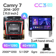 Android head unit Teyes CC3 6+128 Gb Toyota Camry 7 XV 50 55 2014-2017 (A) 11" 2k