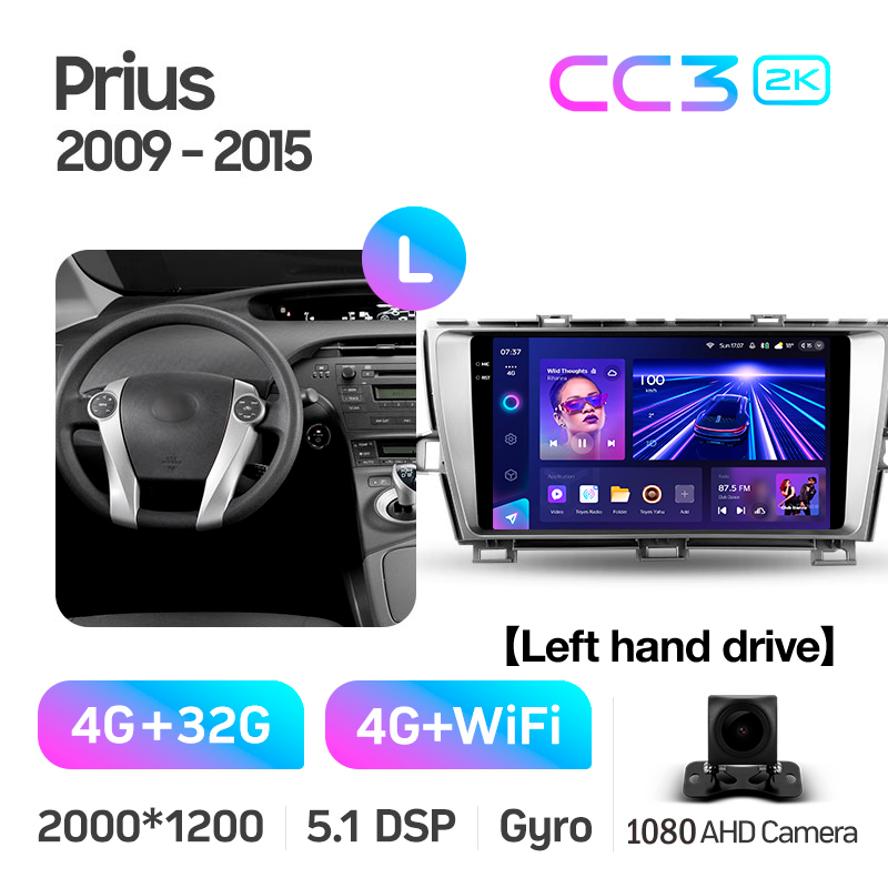 Android head unit Teyes CC3 4+32 Gb Toyota Prius XW30 2009-2015 9" 2k