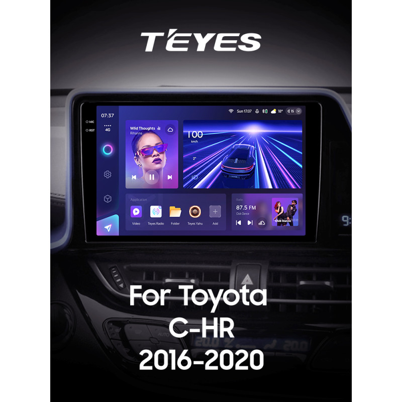 Android head unit Teyes CC3 4+64 Gb Toyota C-HR CHR(1 Din) 2016-2020 (F1) 9" 1din 2k