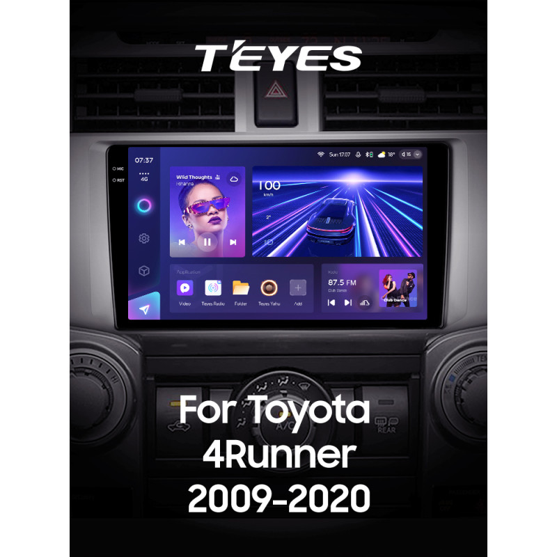 Android head unit Teyes CC3 6+128 Gb Toyota 4Runner 5 N280 2009 - 2020 9" 2k