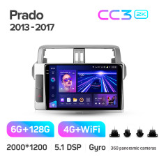 Android head unit Teyes CC3 6+128 Gb with 360° surround view° Toyota Land Cruiser Prado 150 2013-2017 10" 2k
