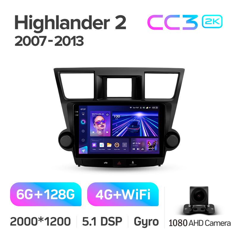 Android head unit Teyes CC3 6+128 Gb Toyota Highlander 2 XU40 2007-2013 (F2) 10" 2k (L1)