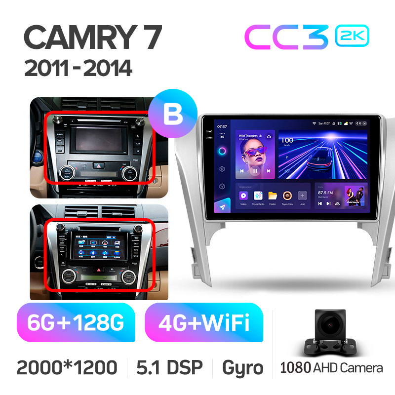 Android head unit Teyes CC3 6+128 Gb Toyota Camry 7 XV 50 55 2011-2014 (B) 10" 2k