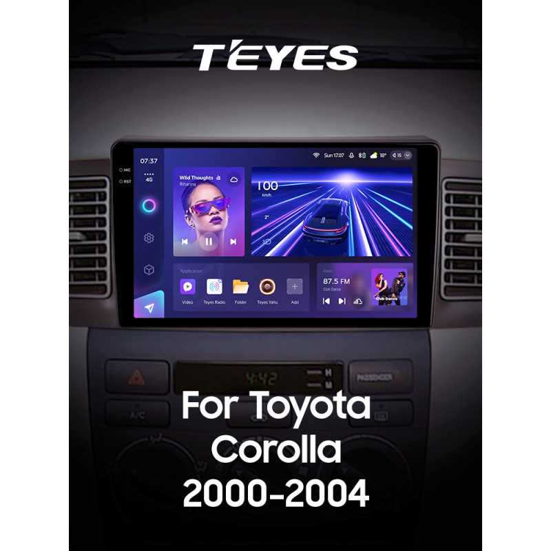 Android head unit Teyes CC3 6+128 Gb Toyota Corolla E130 E120 2000-2004 9" 2k