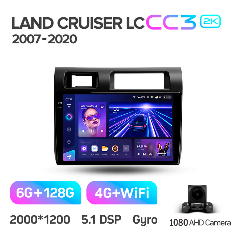 Android head unit Teyes CC3 6+128 Gb Toyota Land Cruiser 70 Series LC 79 2007-2020 9" 2k