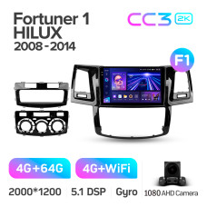 Android head unit Teyes CC3 4+64 Gb Toyota Fortuner 1 AN50 AN60 HILUX Revo Vigo (F1) 2008-2014 9" 2k