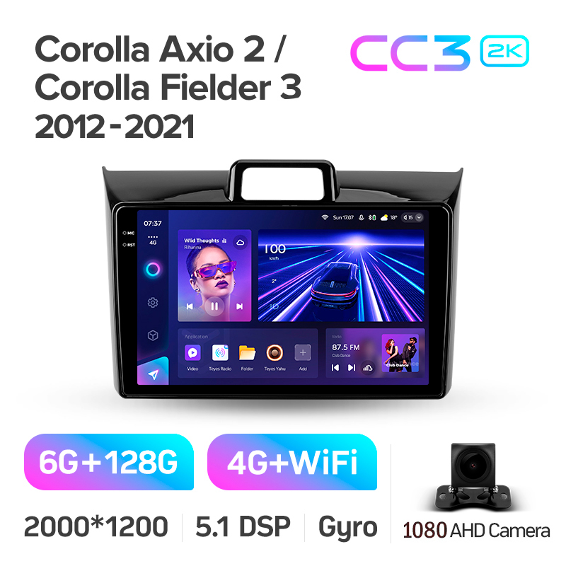 Android head unit Teyes CC3 6+128 Gb Toyota Corolla Axio 2 Fielder 3 E160 2012-2021 9" 2k