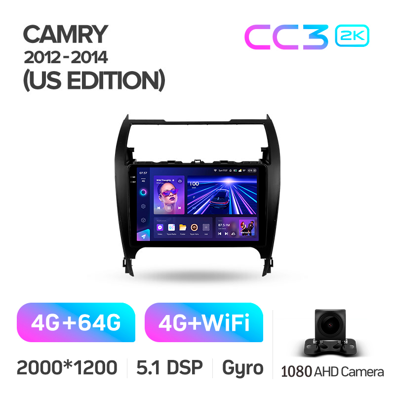 Android head unit Teyes CC3 4+64 Gb Toyota Camry 7 XV 50 55 Middle East 2012-2014 10" 2k