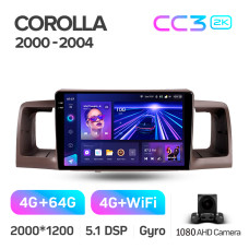 Android head unit Teyes CC3 4+64 Gb Toyota Corolla E130 E120 2000-2004 9" 2k