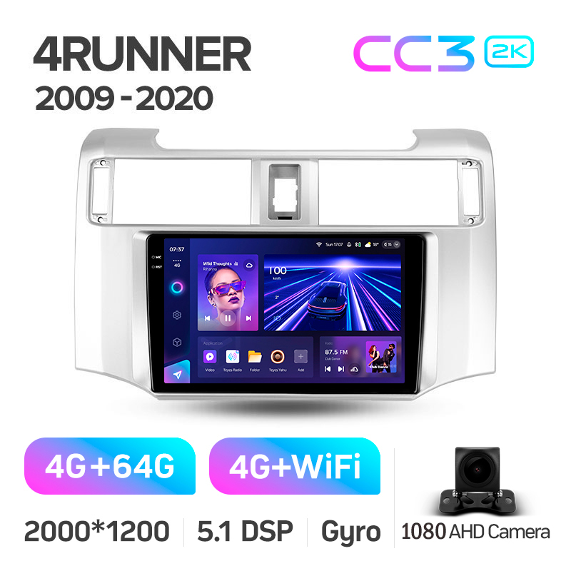 Android head unit Teyes CC3 4+64 Gb Toyota 4Runner 5 N280 2009 - 2020 9" 2k