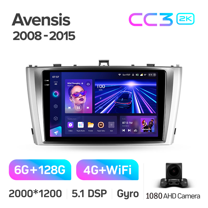 Android head unit Teyes CC3 6+128 Gb Toyota Avensis 3 2008-2015 (F1) 9" 2k