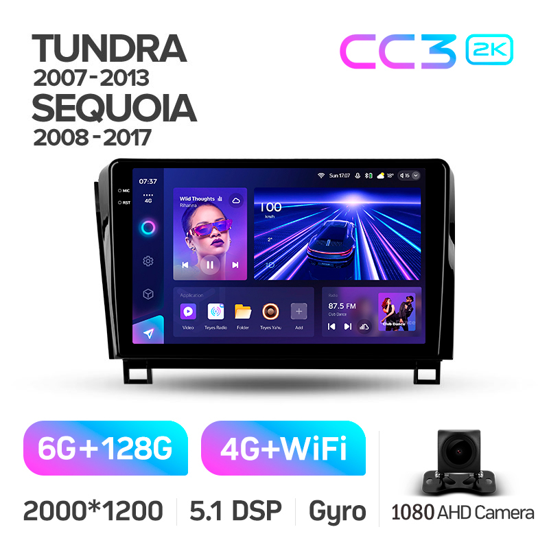 Android head unit Teyes CC3 6+128 Gb Toyota Tundra XK50 2007-2013 Sequoia XK60 2008-2017 10" 2k