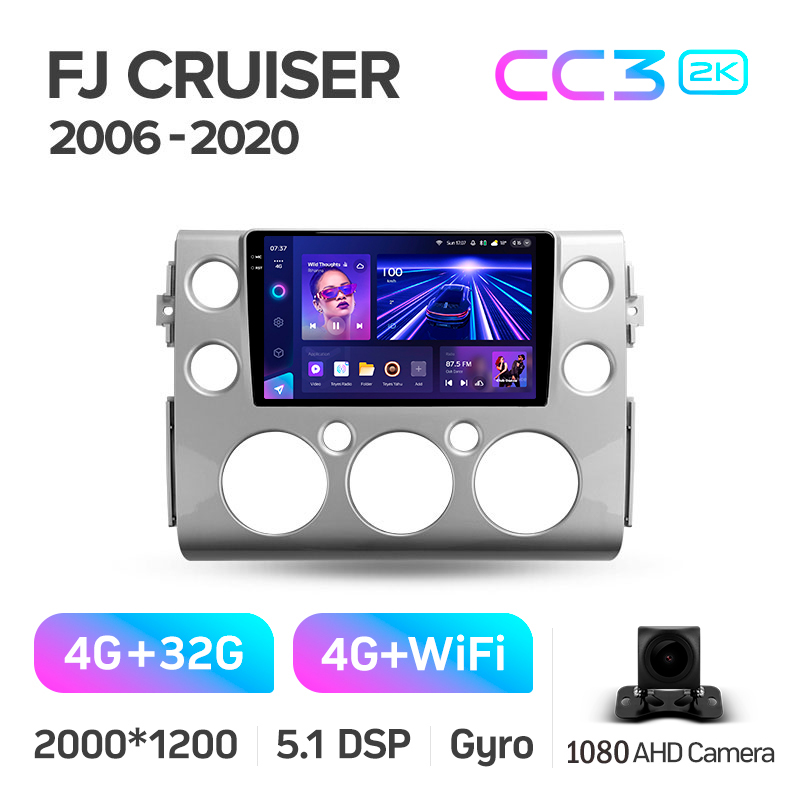 Android head unit Teyes CC3 4+32 Gb Toyota FJ Cruiser J15 2006-2020 (F1) 9" 2k