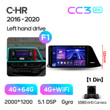 Android head unit Teyes CC3 4+64 Gb Toyota C-HR CHR(1 Din) 2016-2020 (F1) 9" 1din 2k