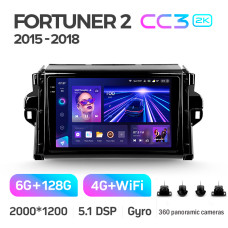 Android head unit Teyes CC3 6+128 Gb with 360° surround view° Toyota Fortuner 2 2015-2018 9" 2k