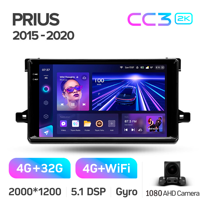 Android head unit Teyes CC3 4+32 Gb Toyota Prius XW50 2015-2020 9" 2k