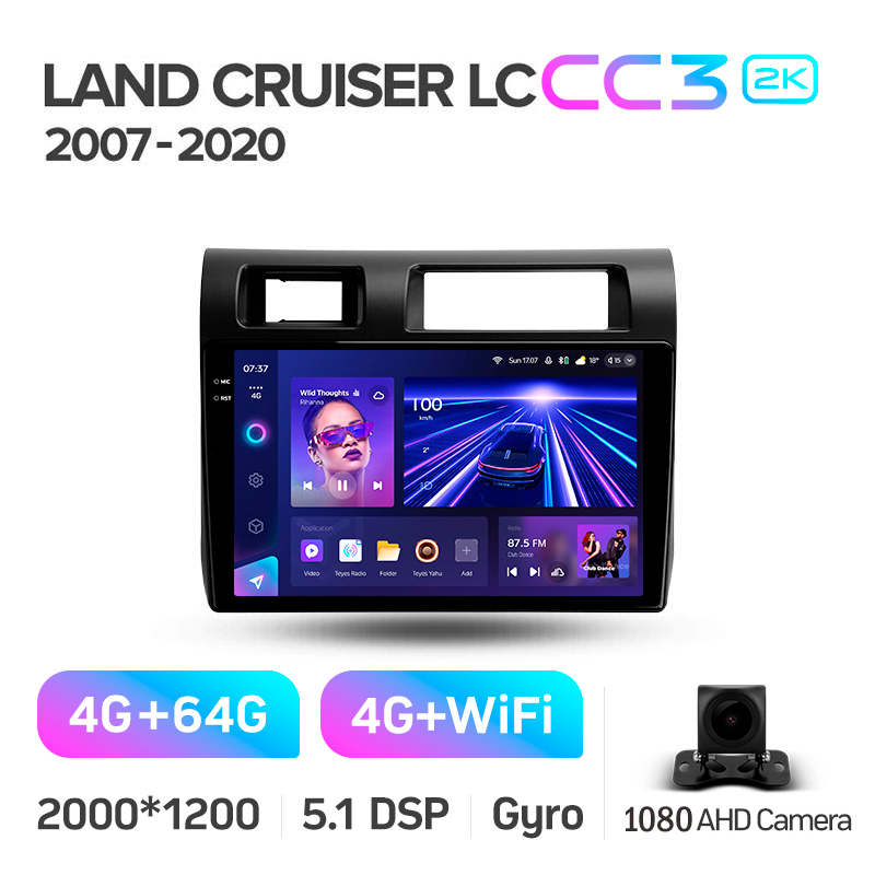Android head unit Teyes CC3 4+64 Gb Toyota Land Cruiser 70 Series LC 79 2007-2020 9" 2k