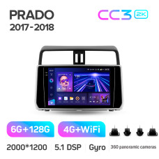 Android head unit Teyes CC3 6+128 Gb with 360° surround view° Toyota Land Cruiser Prado 150 2018-2020 10" 2k